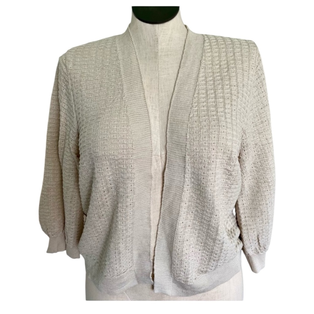 Women's Croft & Borrow Cream Waffle Knit Cardigan